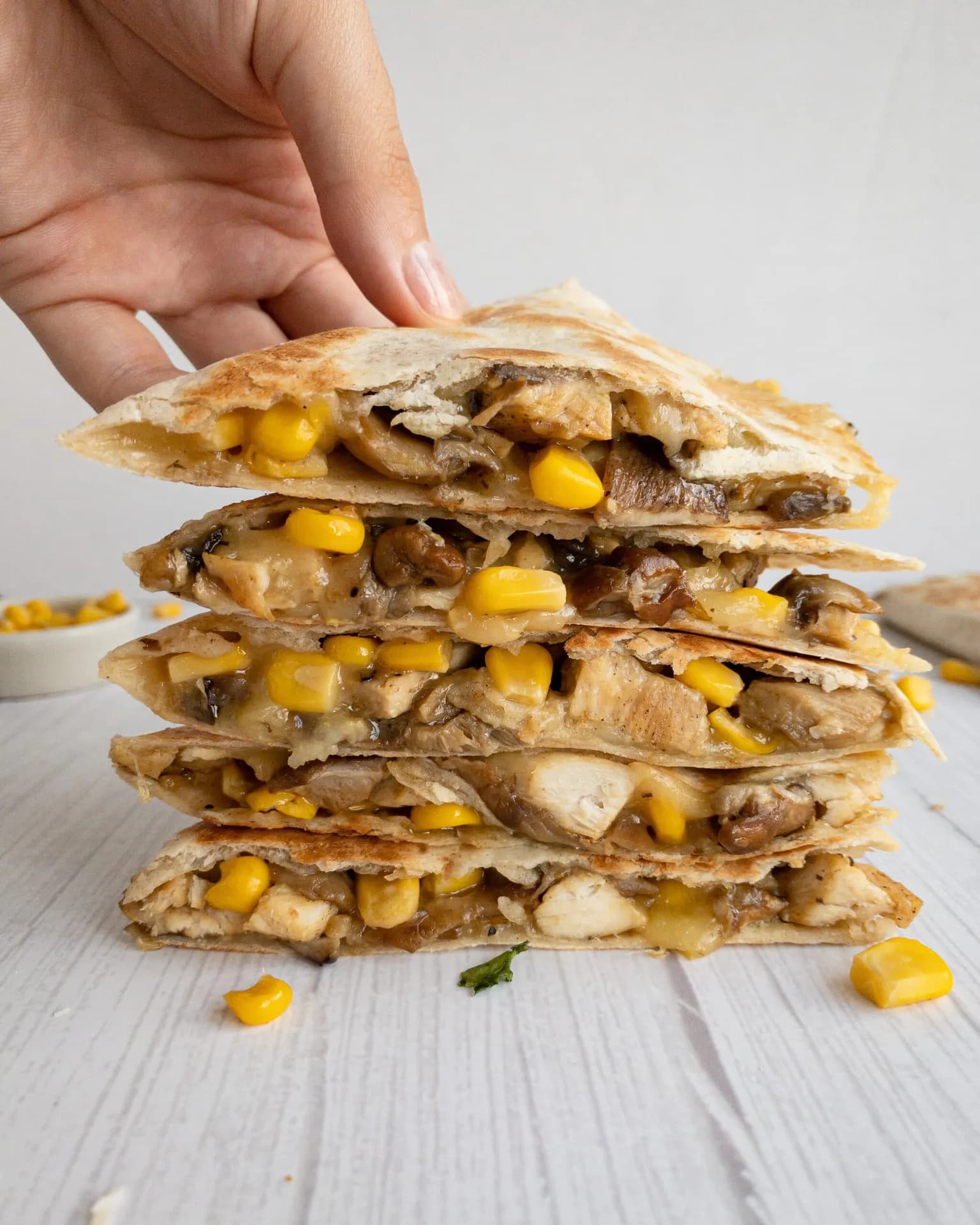 Quesadilla cu pui si ciuperci